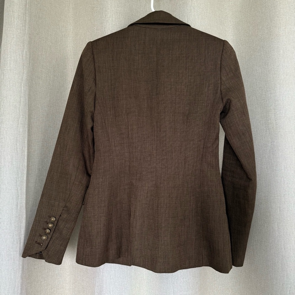 Intermix Christie Brown Slim Button Classic Blazer Petite S - Picture 4 of 12